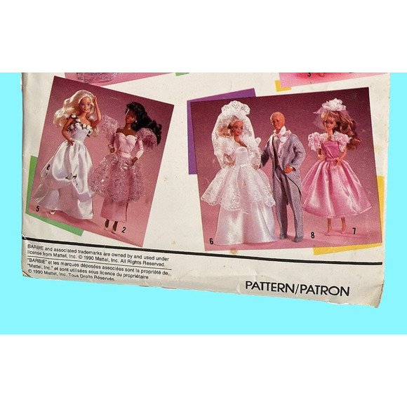 Vtg Barbie And Ken Simplicity Pattern 0691 Wedding Dresses Formals Tuxedos 1990 - Picture 3 of 6